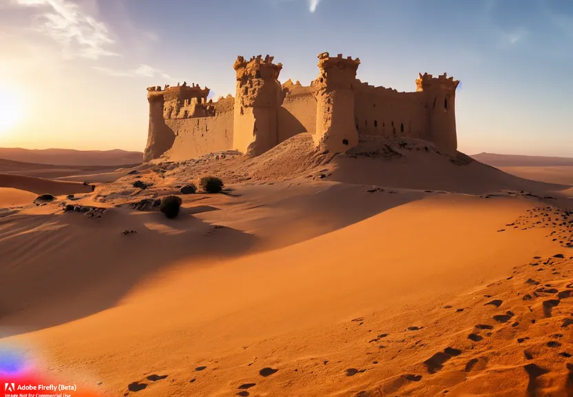 a castle in the middle of a desert