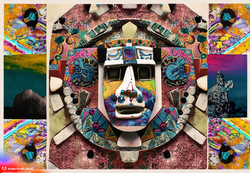 a collage of images of a mask and a person's face