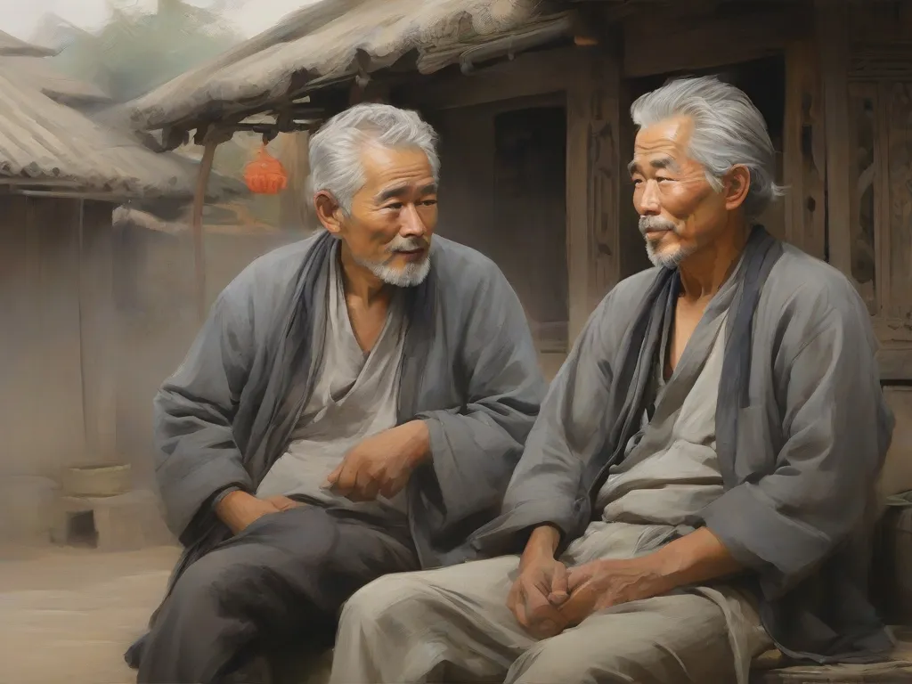 two asian men sitting next to each other