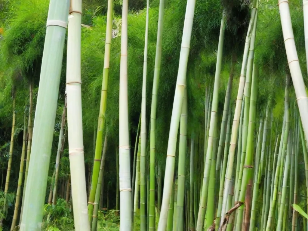 a bunch of tall bamboo trees in a forest