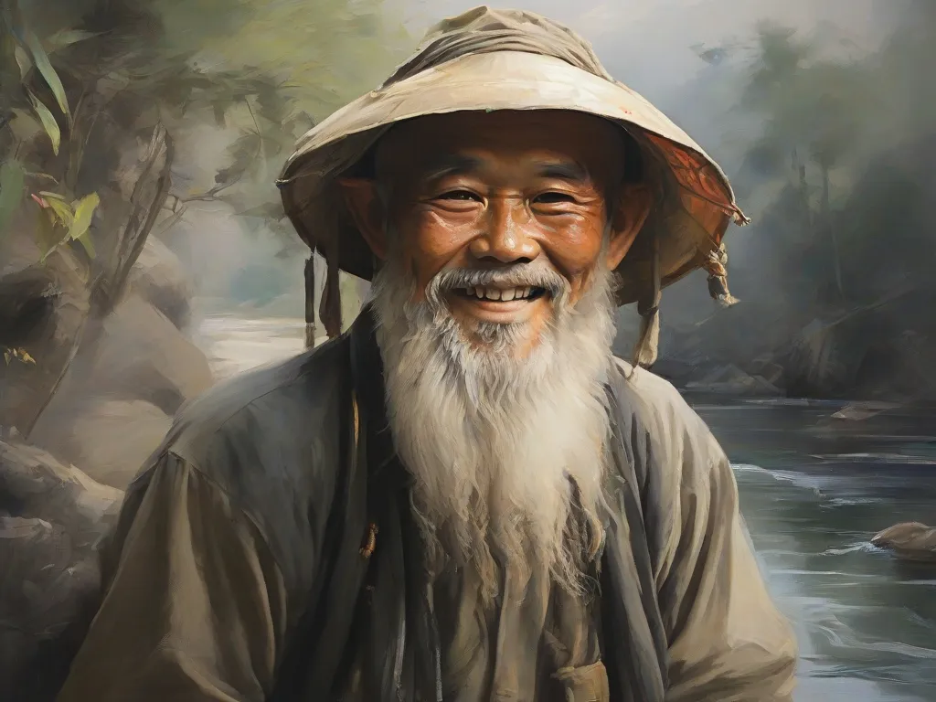 a painting of an old man wearing a hat