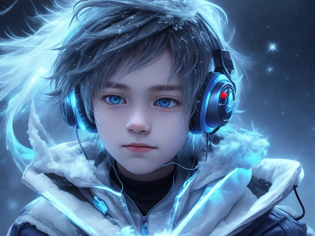 a young boy wearing headphones and a jacket