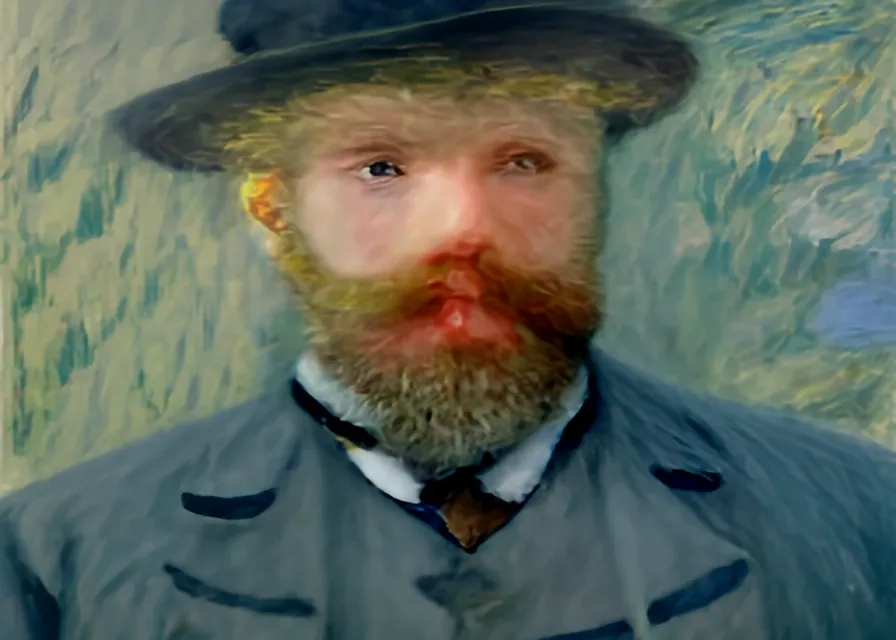 a painting of a man with a beard wearing a hat