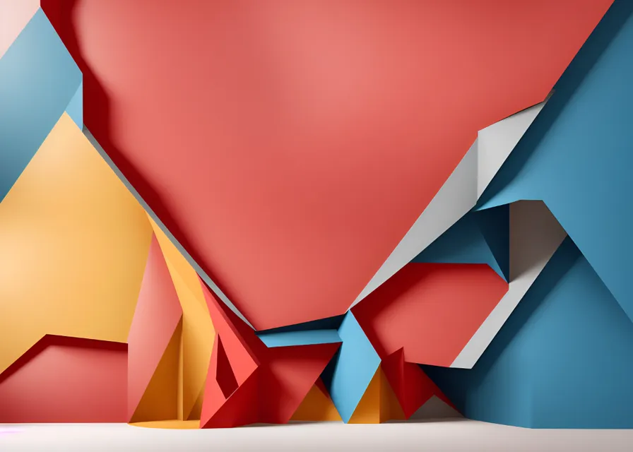 a room with a red, yellow, and blue wall