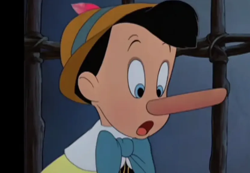 a cartoon character with a nose sticking out of it's mouth