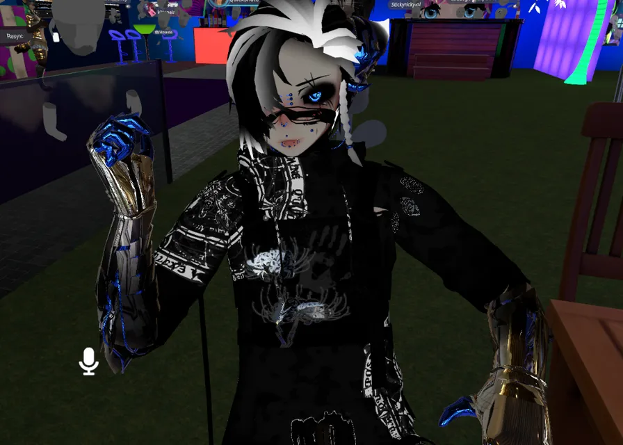 a person in a black outfit holding a pair of gloves. black hair, eyewear, fun, personal protective equipment, cg artwork, screenshot, fictional character, event, pc game, animation