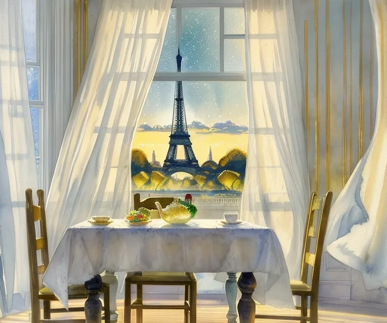 a painting of the eiffel tower in paris