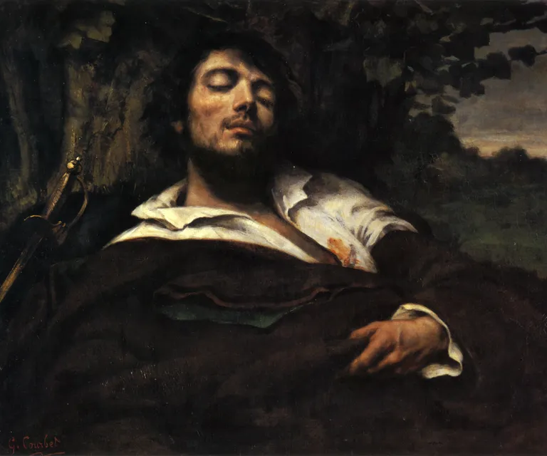 a painting of a man with his eyes closed