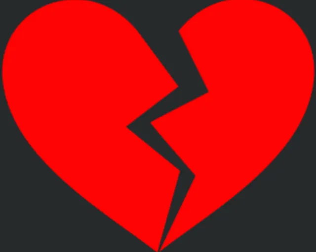 a broken heart with a black background. human body, font, material property, red, magenta, symbol, heart, logo, carmine, art