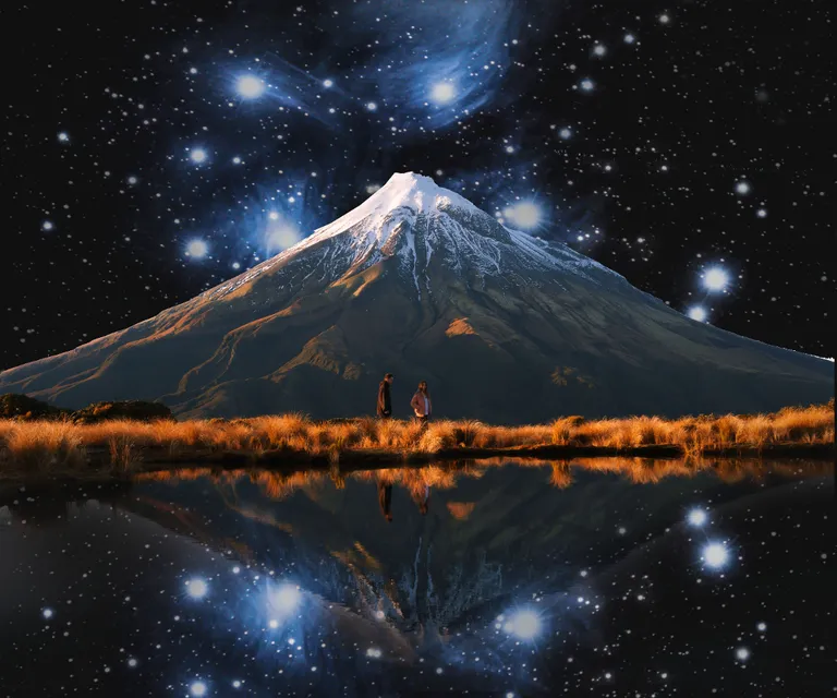 sky, atmosphere, mountain, light, natural landscape, world, cloud, astronomical object, atmospheric phenomenon, star