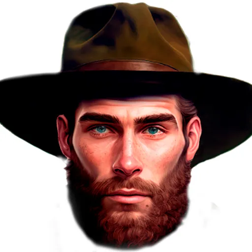 a drawing of a man with a beard wearing a hat. face, lip, chin, eyebrow, hat, eye, fedora, human, beard, sun hat