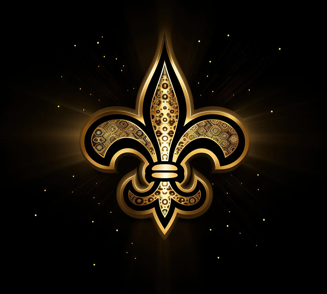 a gold fleur de lis on a black background