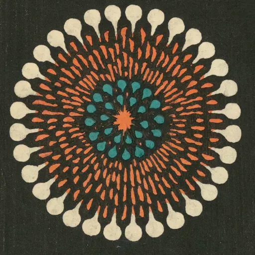 a black background with an orange and blue flower