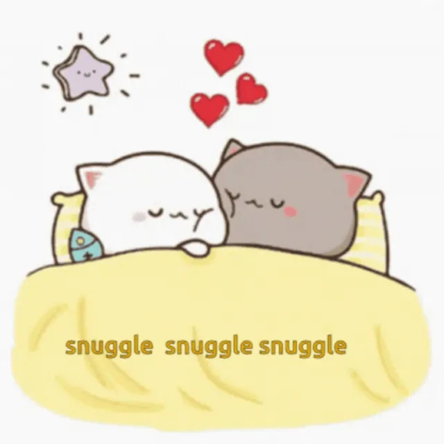 a couple of cats sleeping on top of a bed. cartoon, vertebrate, product, organism, mammal, font, sharing, happy, art, cloud