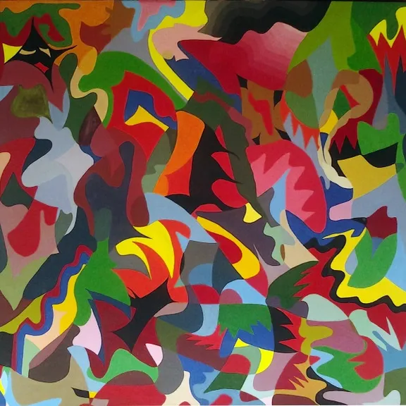 a painting of many different colors and shapes