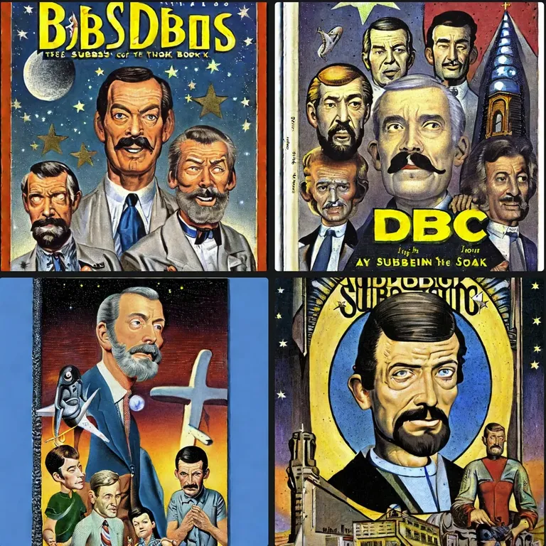 a series of three books with cartoon characters on them. hairstyle, human, poster, art, people, font, illustration, blazer, suit, collage