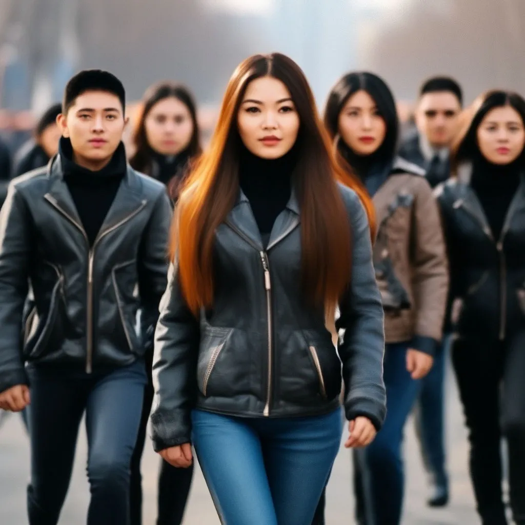 a group of people walking down a street