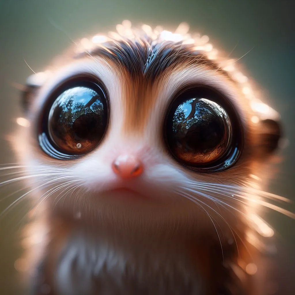 a close up of a cat with big eyes