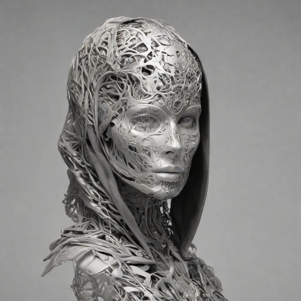 a sculpture of a woman with a veil on her head