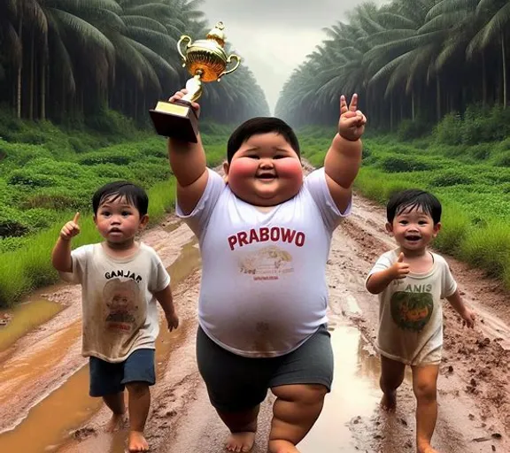 a couple of kids walking down a dirt road