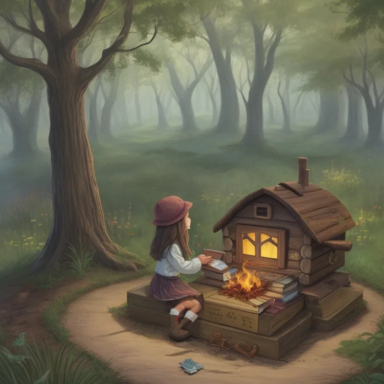 a little girl sitting in front of a fire pit