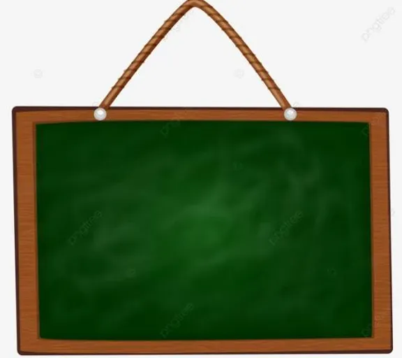 a green chalk board hanging on a rope