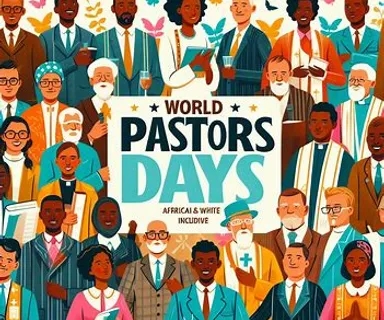 a large group of people with a sign that says world pastor's days