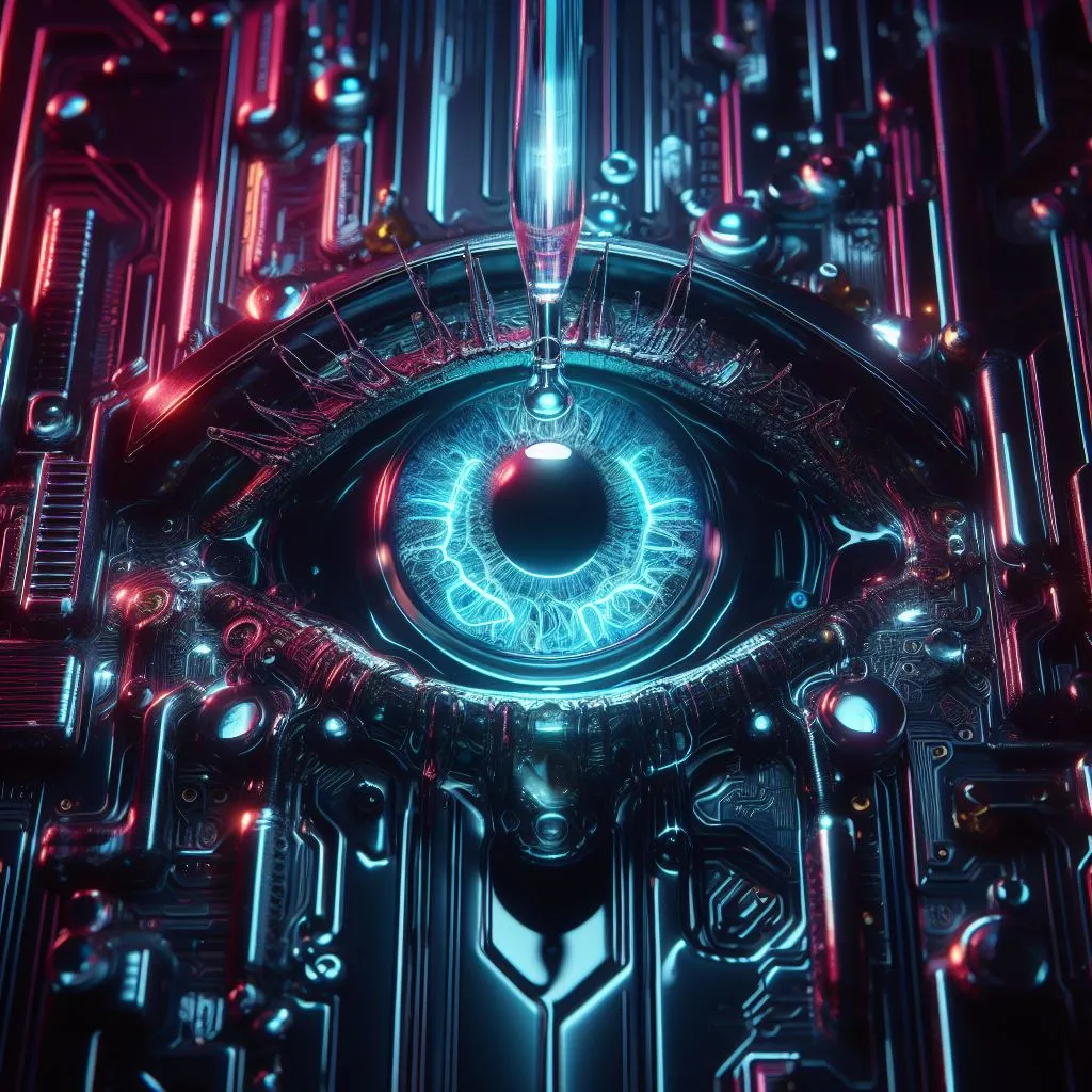 A scientist creates a cyborg with the eye from a malfunctioning computer board