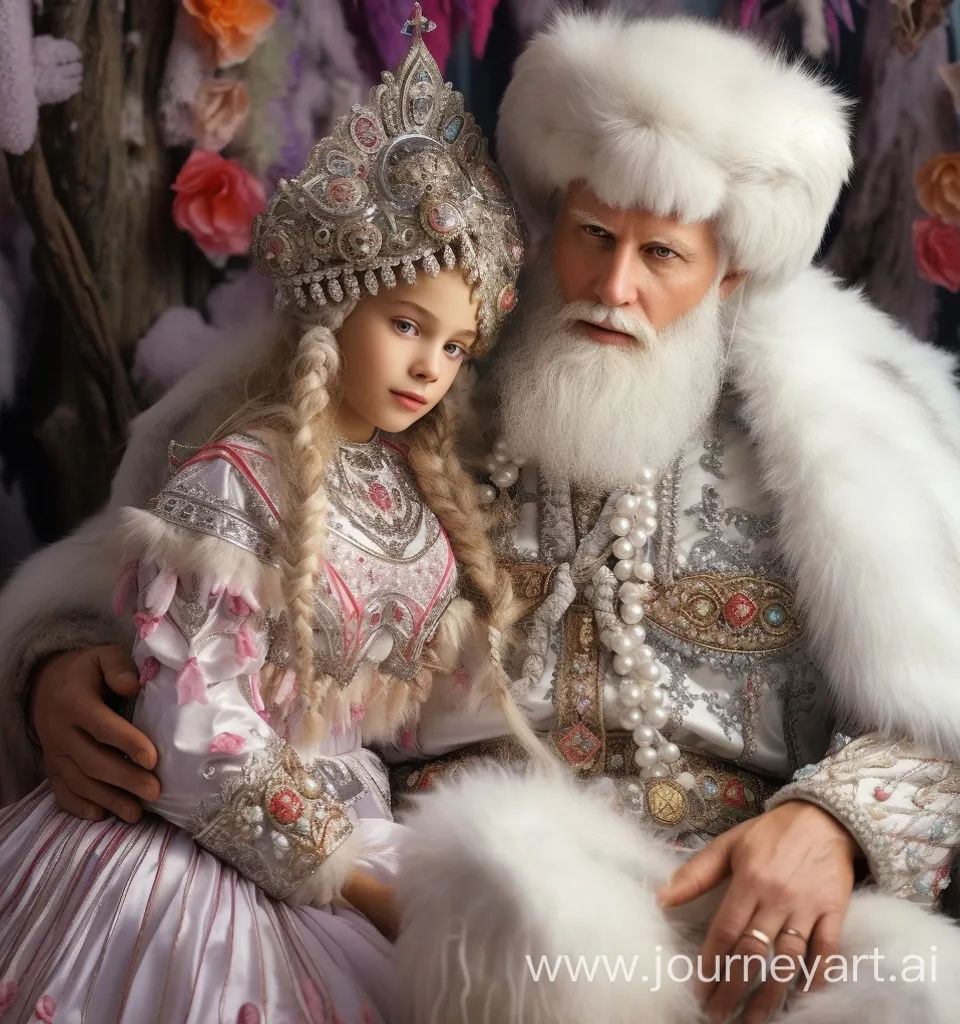 a man and a little girl dressed up as santa claus