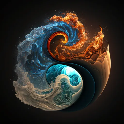 a picture of a fire and water swirl. organism, liquid, art, gas, electric blue, space, fractal art, darkness, graphics, pattern