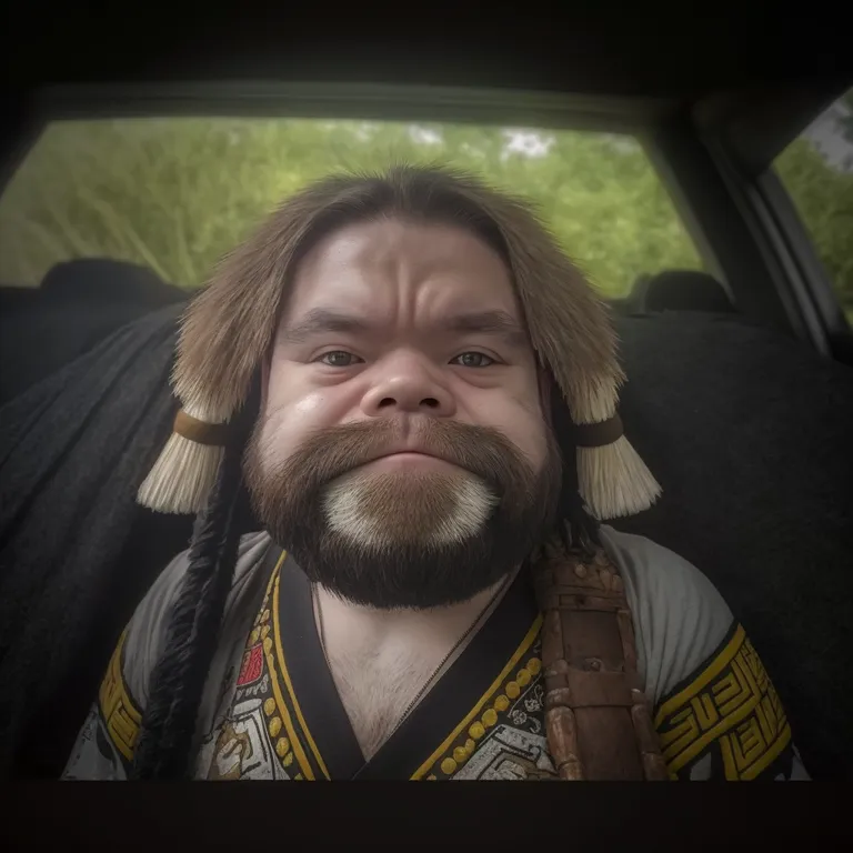 a man with long hair and a beard wearing a headdress. forehead, nose, hair, eyebrow, mouth, beard, organ, human, jaw, flash photography