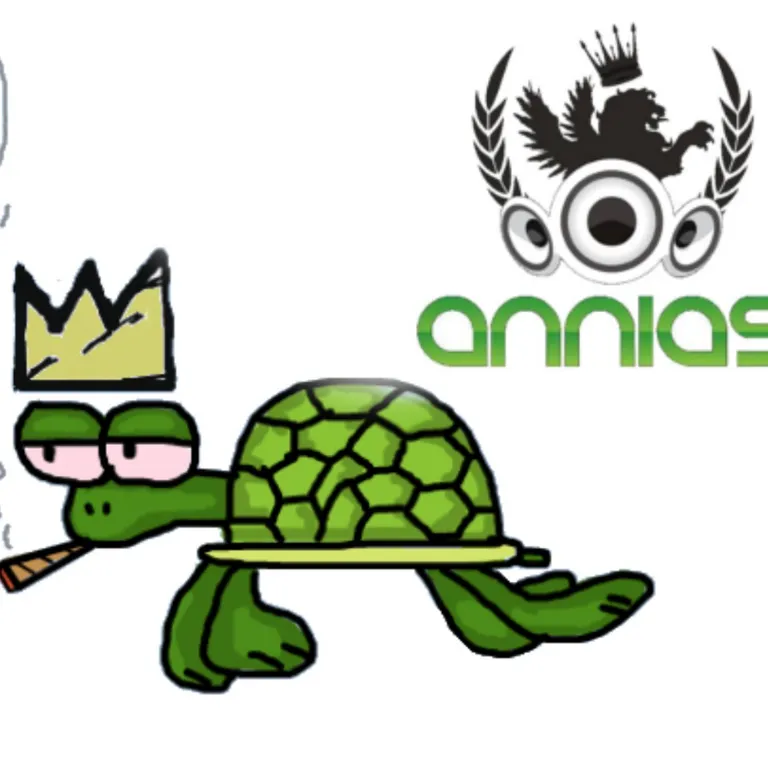 a turtle with a crown on its head. green, cartoon, organism, font, reptile, handwriting, turtle, grass, illustration, graphics