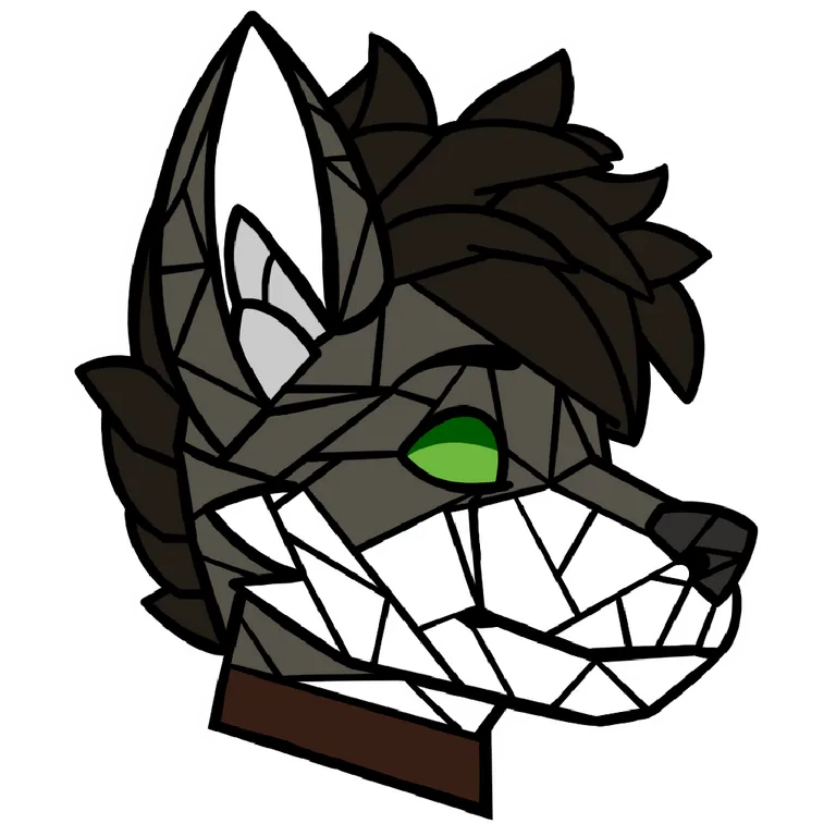 the head of a wolf with green eyes. plant, creative arts, art, terrestrial plant, illustration, fashion accessory, symbol, fictional character, graphics, drawing