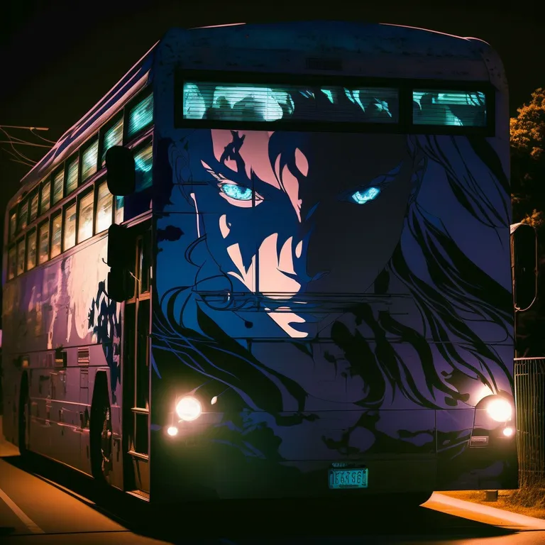 a double decker bus with a picture of a lion painted on the side of it. bus, tire, wheel, vehicle, automotive lighting, light, motor vehicle, automotive design, plant, tour bus service