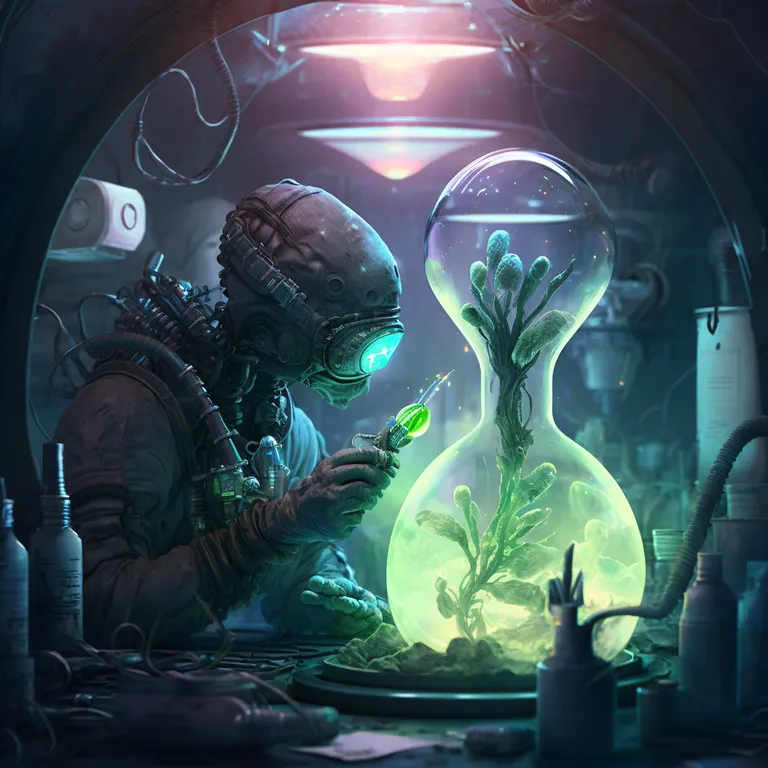 green, organism, cg artwork, art, darkness, space, electric blue, fictional character, action-adventure game, fiction