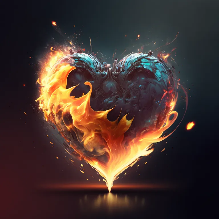 a heart shaped fire with flames coming out of it. gesture, liquid, art, font, gas, electric blue, heat, darkness, event, graphics