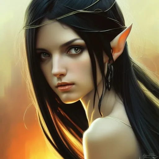 a painting of a woman with long black hair