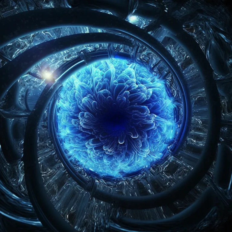 a computer generated image of a blue flower
