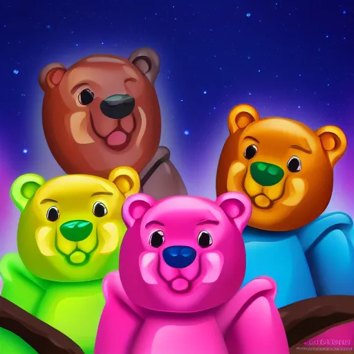 a group of teddy bears sitting next to each other