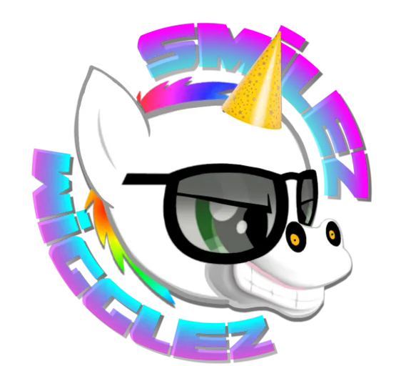 a white unicorn with glasses and a party hat