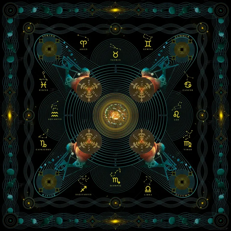 a picture of a square with zodiac signs on it