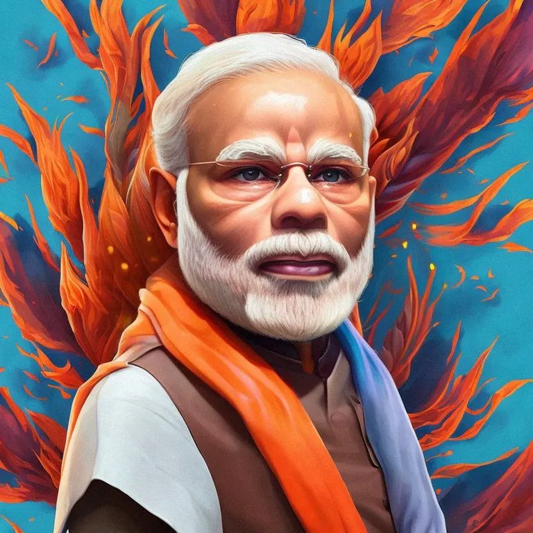 Painting of the prime of India, background changed. change the background