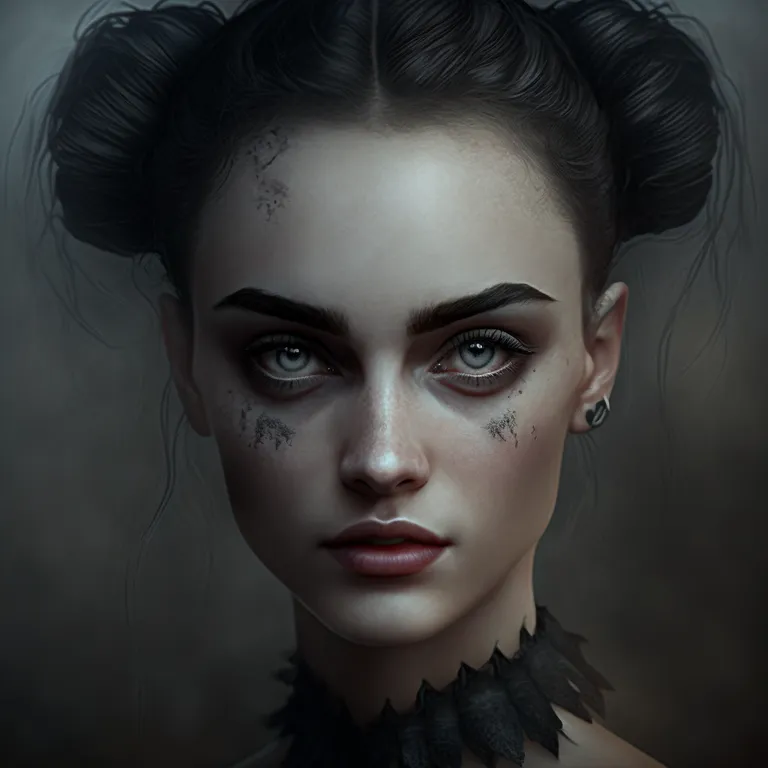 a painting of a woman with black makeup