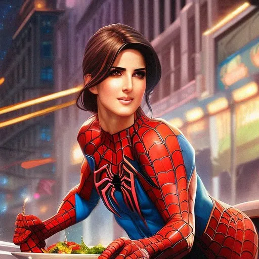 a painting of a woman in a superhero suit. remove the spider suit and add wings