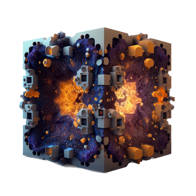 a computer generated image of a fire and ice cubes