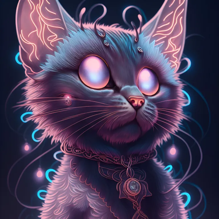 a drawing of a cat with glowing eyes