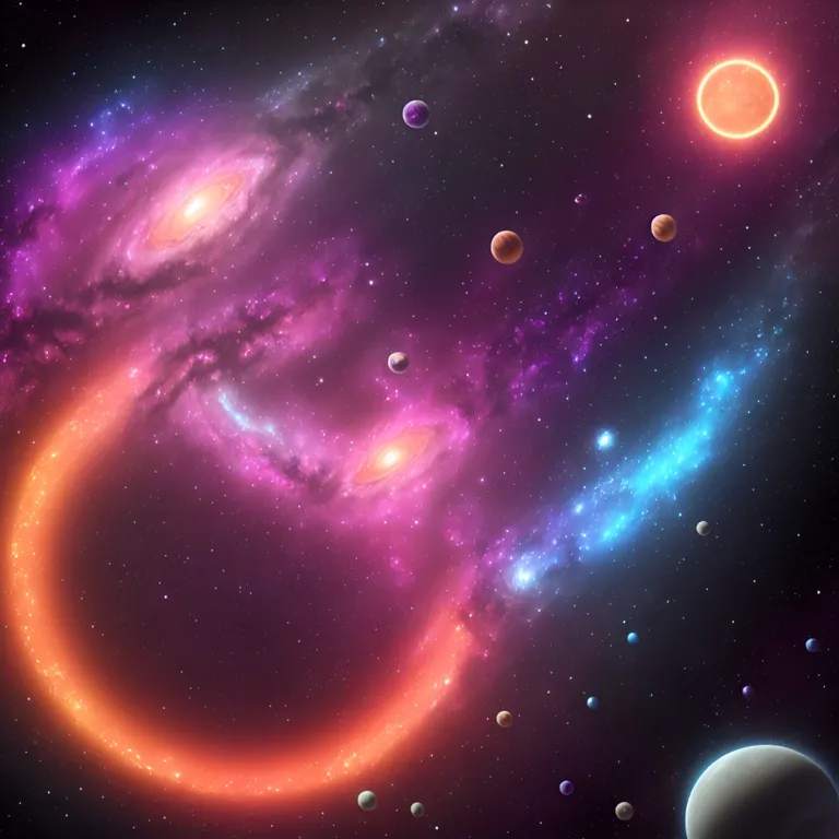 an artist's rendering of a solar system with planets in the background