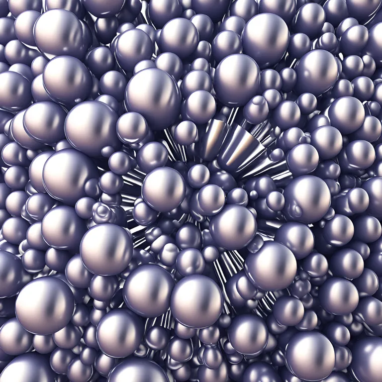 a bunch of metallic balls are stacked together