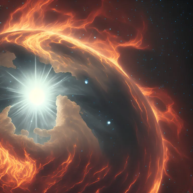 a very large star in the middle of a space filled with stars