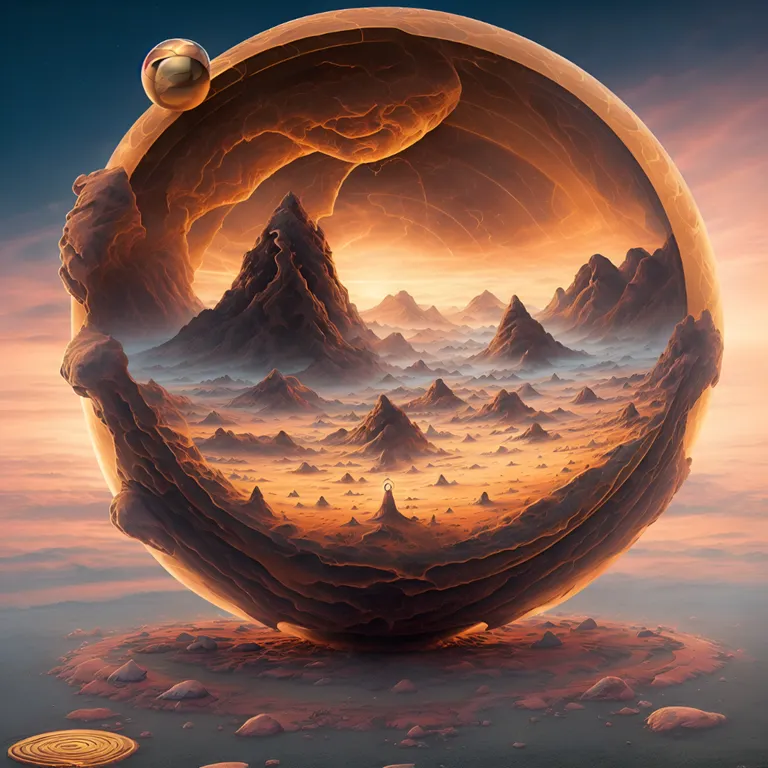 a painting of a planet with mountains and rocks